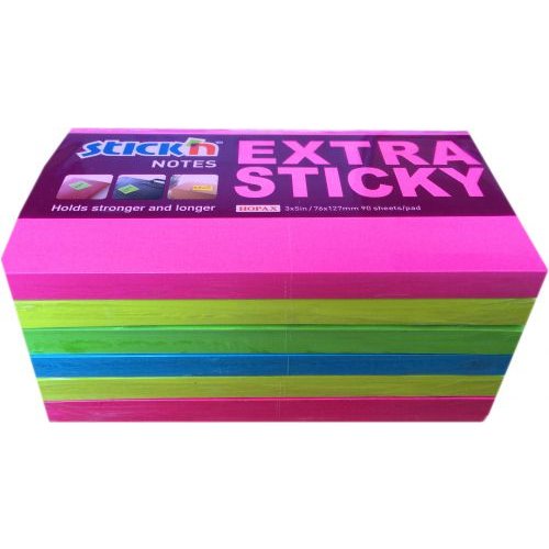 ValueX Extra Sticky Notes 76x127mm 90 Sheets Neon Colours (Pack 6) 21687 (42214HP)