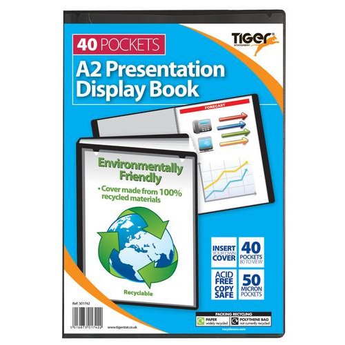 Tiger A2 Presentation Display Book 40 Pocket Black (42610TG)