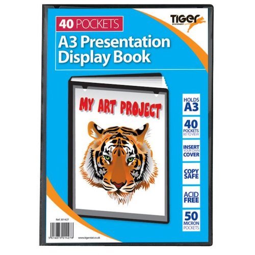 Tiger A3 Presentation Display Book 40 Pocket Black (42631TG)