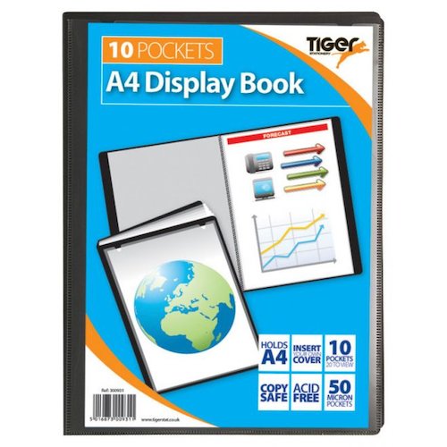 Tiger A4 Presentation Display Book 10 Pocket Black (42638TG)