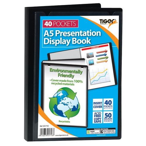 Tiger A5 Presentation Display Book 40 Pocket Black (42666TG)