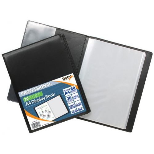 Tiger A4 Professional Display Book 20 Pocket Black (42694TG)