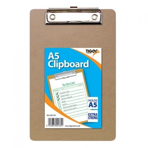 Tiger Masonite Hardboard Clipboard A5 Brown (42806TG)