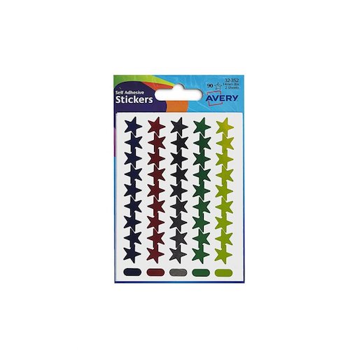 Avery Packet of Labels Star Shaped 14mm Assorted (43348AV)