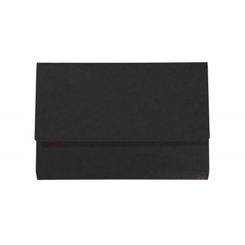 Exacompta Iderama Document Wallet Manilla Foolscap Half Flap 265gsm Black (Pack 10) (46887EX)