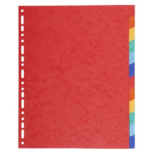 Exacompta Forever Recycled Divider 12 Part A4 Extra Wide 220gsm Card Vivid Assorted Colours (46943EX)