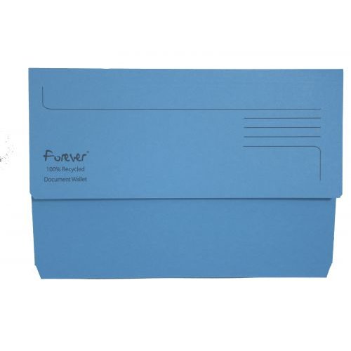 Exacompta Forever Document Wallet Manilla Foolscap Half Flap 290gsm Blue (Pack 25) (47153EX)