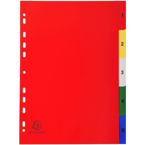 Exacompta Index 1 5 A4 120 Micron Polypropylene Bright Assorted Colours (47209EX)