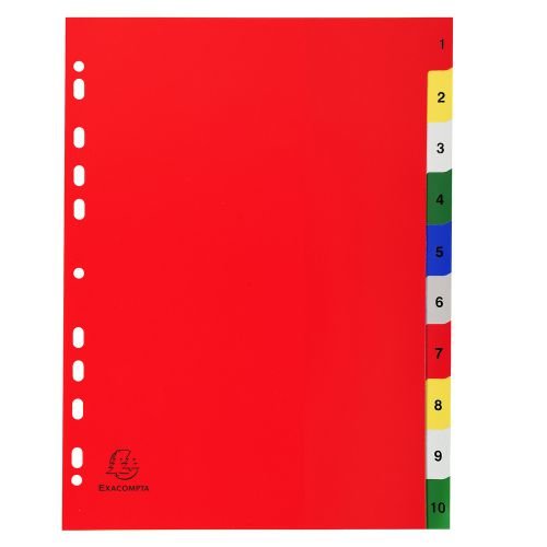 Exacompta Index 1 10 A4 120 Micron Polypropylene Bright Assorted Colours (47216EX)