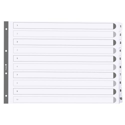 Exacompta Index 1 10 A3 160gsm Card White with White Mylar Tabs (47258EX)