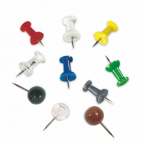Bi Office Push Pins Assorted Colours (Pack 200) (48077BS)