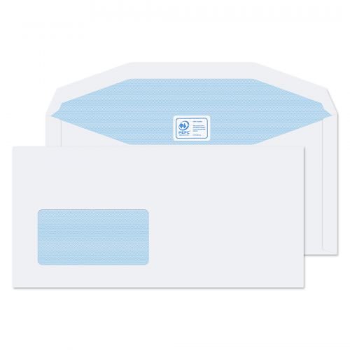 Blake Purely Everyday Mailer Envelope DL Plus 114x235mm Gummed Window 90gsm White (Pack 1000) (48469BL)