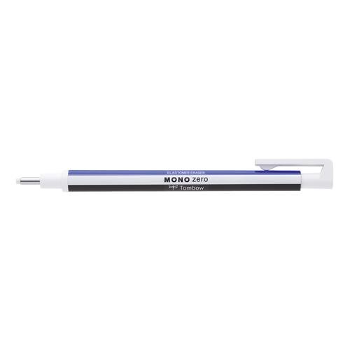 Tombow MONO Zero Refillable Eraser Pen Round Tip White with White/Blue/Black Barrel (48777TW)