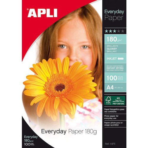 Apli Photo Paper A4 180gsm Glossy White (Pack 100) (50772PL)