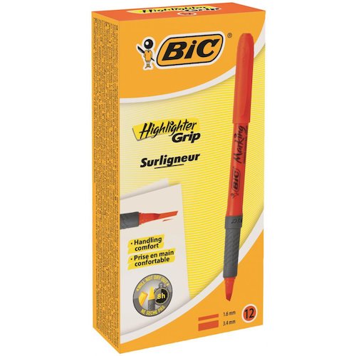 Bic Grip Highlighter Pen Chisel Tip (54244BC)