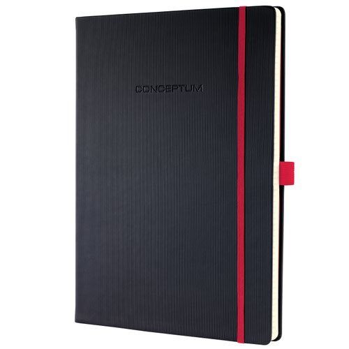Sigel CONCEPTUM A4 Casebound Hard Cover Notebook Ruled 194 Pages Black Red CO661 (54937SG)