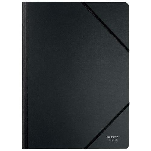 Leitz Recycled Card Folder With Elasticated Bands A4 Black (Pack of 10) 39080095 (55549AC)