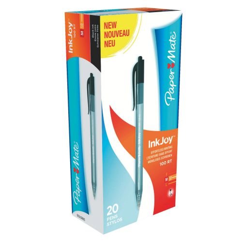 Paper Mate Inkjoy 100 Retractable Ballpoint Pen Medium 1.0mm Tip 0.7mm Line Black (56085NR)