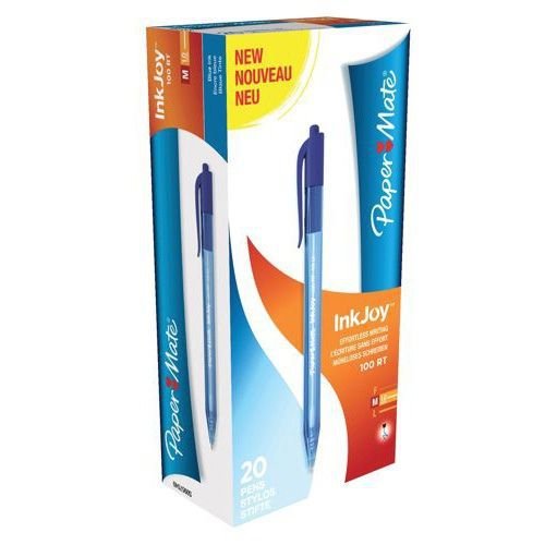 Paper Mate Inkjoy 100 Retractable Ballpoint Pen Medium 1.0mm Tip 0.7mm Line Blue (56092NR)