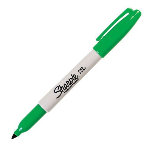 Sharpie Permanent Marker Fine Tip 0.9mm Line Green (Pack 12) (56337NR)