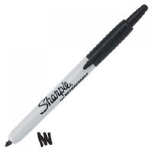 Sharpie Retractable Permanent Marker Fine Tip 1mm Line Black (Pack 12) (56351NR)