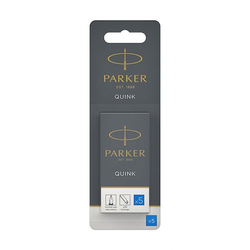 Parker Quink Ink Refill Cartridge for Fountain Pens Royal Blue (Pack 5) (56582NR)