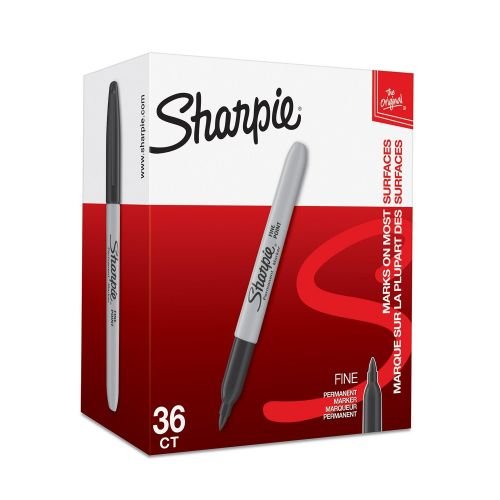 Sharpie Permanent Marker Fine Tip 0.9mm Line Black (Pack 36) (56897NR)