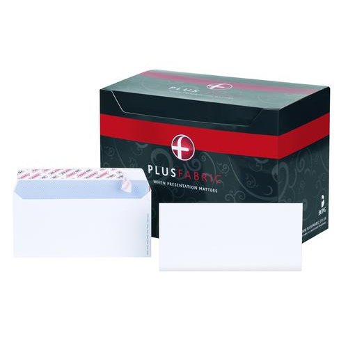 Plus Fabric Envelopes PEFC Wallet Peel & Seal 120gsm DL 220x110mm White (58892BG)