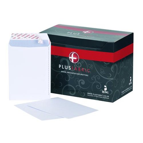Plus Fabric Envelopes PEFC Pocket Peel & Seal 120gsm C5 229x162mm White (58899BG)