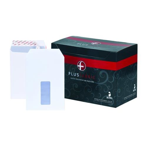 Plus Fabric Envelopes PEFC Pocket Peel & Seal Window 120gsm C5 229x162mm White (58906BG)