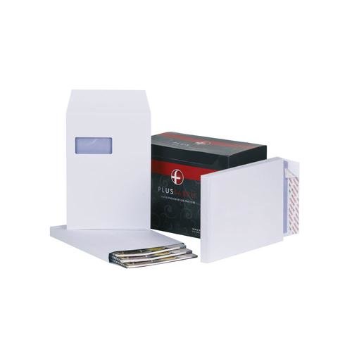 Plus Fabric Pocket Gusset Envelope C4 Peel and Seal Window Power Tac 25mm Gusset 120gsm White (Pack 100) (58927BG)