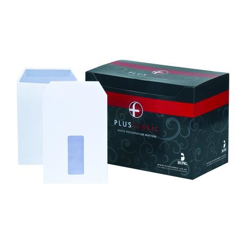 Plus Fabric Envelopes PEFC Pocket Self Seal Window 120gsm C5 229x162mm White (58955BG)