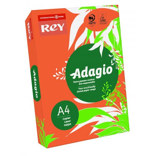 Rey Adagio Paper A4 80gsm Deep Orange (Ream 500) ADAGI080X689 (60663PC)