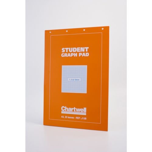 Chartwell Student A3 Graph Pad 1/5/10mm Grid 70gsm 30 Sheets White/Blue Grided Paper J13BZ (65258EX)