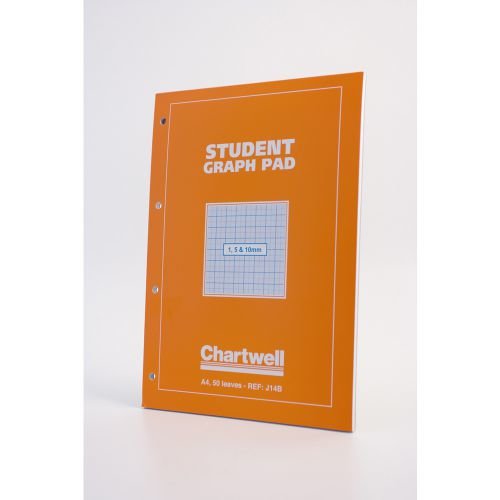 Chartwell Student A4 Graph Pad 1/5/10mm Grid 70gsm 50 Sheets White/Blue Gridded Paper (Pack 10) (65272EX)