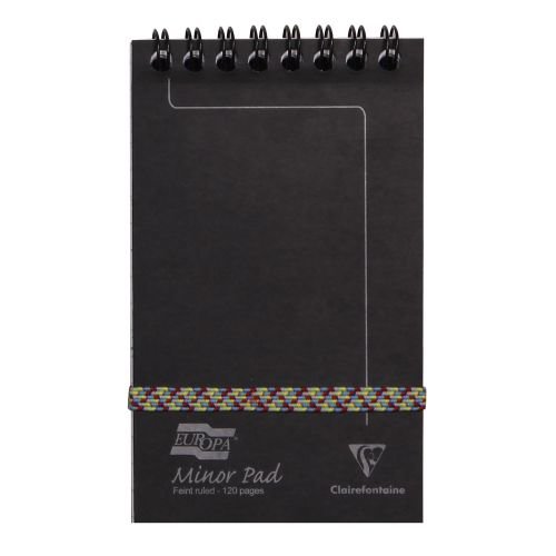 Clairefontaine Europa Minor Pad Wirebound Pressboard Cover Ruled 120 Pages Black (Pack 10) 3012Z (65384EX)