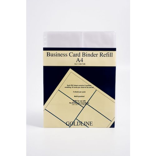 Goldline PVC Pocket Refill for A4 Business Card Binder (Pack 5) GBC9/RZ (65594EX)
