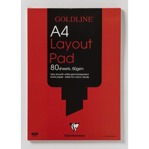 Clairefontaine Goldline A4 Layout Pad Bank Paper 50gsm 40 Pages White Paper GPL1A4Z (65664EX)