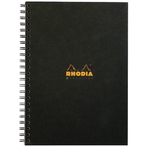 Rhodia A4 Wirebound Hard Cover Notebook Recycled Ruled 160 Pages Black (Pack 3) (66714EX)