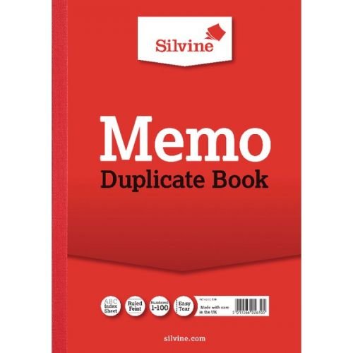 Silvine A4 Duplicate Memo Book Carbon Ruled 1 100 Taped Cloth Binding 100 Sets (Pack 6) (66732SC)