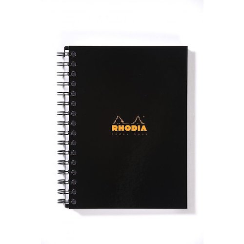 Rhodia A5 Wirebound Hard Cover Business Book A Z Index Ruled 160 Pages Black (Pack 3) (66735EX)