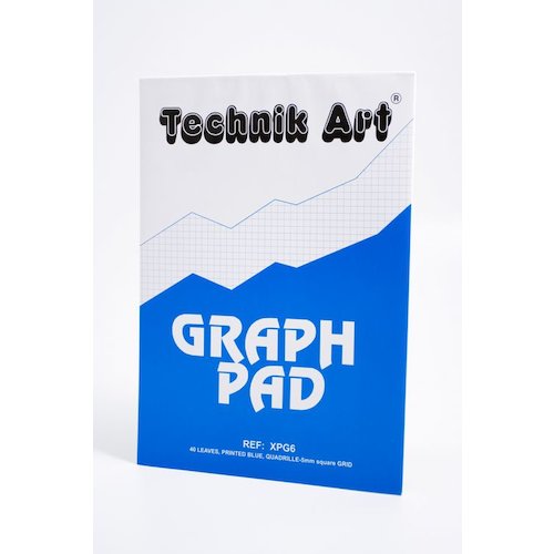 Technik Art A4 Graph Pad 5mm Quadrille 70gsm 40 Sheets White/Blue Grided Paper XPG6Z (66770EX)