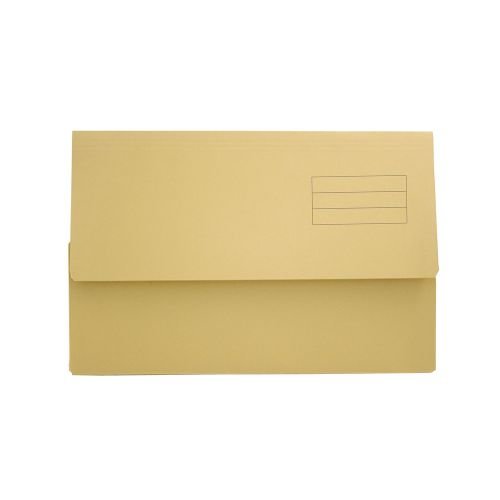 Exacompta Document Wallet Manilla Foolscap Half Flap 250gsm Yellow (Pack 50) (66812EX)