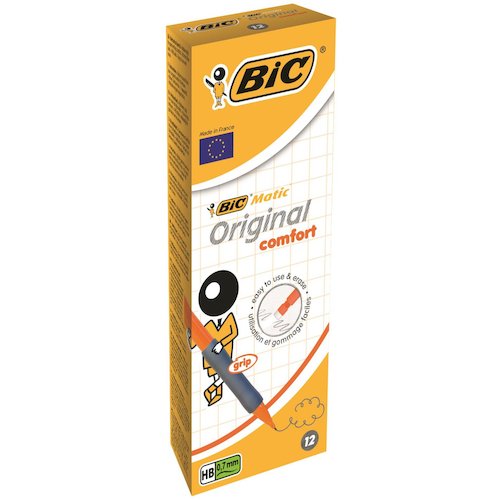 Bic Matic Grip Mechanical pencil with Eraser 3 x HB 0.7mm Lead Assorted Colour Grips (68464BC)