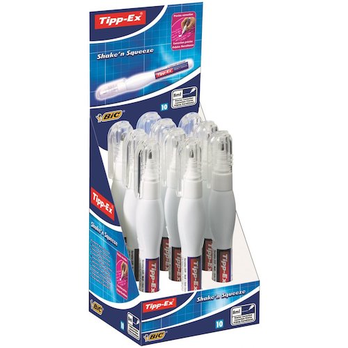 Tipp Ex Shake n Squeeze Correction Fluid Pen Fine Point 8ml White (68835BC)