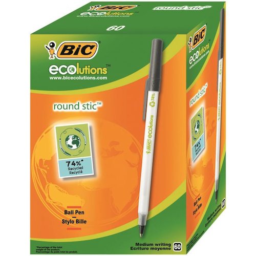 Bic Ecolutions Round Stic Ballpoint Pen Recycled (68842BC)