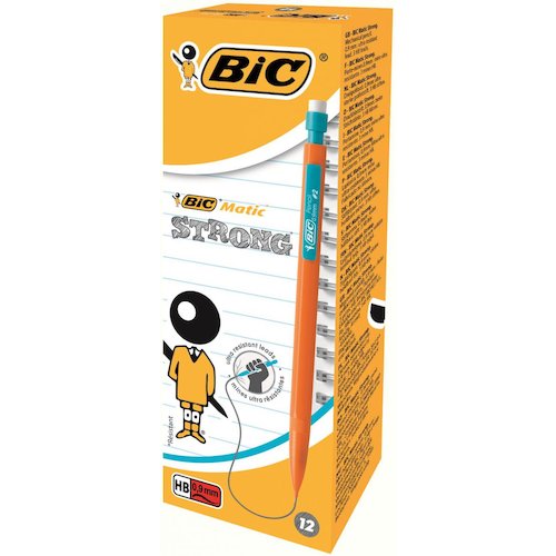 Bic Matic Strong Mechanical Pencil Built in Eraser 3 x HB 0.9mm Ultra Solid Lead (69185BC)