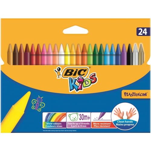 Bic Kids Plastidecor Hard Sharpenable Crayons Assorted Colours (Pack 24) (69206BC)