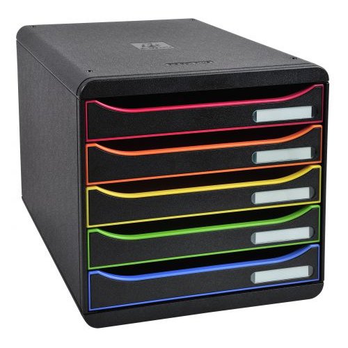 Exacompta Big Box Plus 5 Drawer Set Open Black/Harlequin/Black (69350EX)