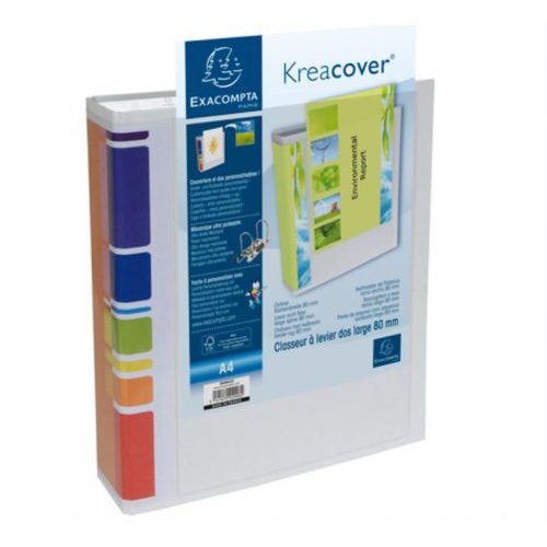 Exacompta Kreacover Prem Touch Lever Arch File PVC A4 80mm Spine Width White (Pack 10) (69581EX)
